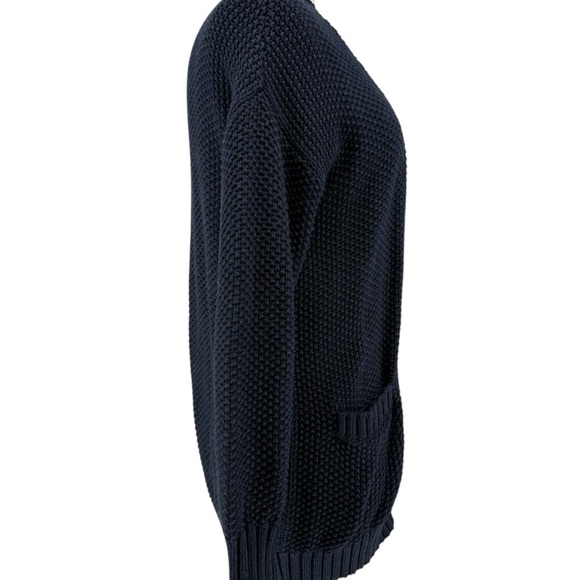 MARGARET O'LEARY 100% Cotton Varsity Stripe Long Open Cardigan L - Picture 4 of 9